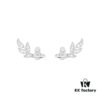 69300d5612f62673a6fabf51 West Queen Wheat Ear Zircon Saturn Stud Earrings - Symmetrical Silver