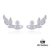 69300d5612f62673a6fabf52 West Queen Wheat Ear Zircon Saturn Stud Earrings - Symmetrical Silver