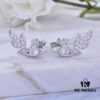69300d5812f62673a6fabf58 West Queen Wheat Ear Zircon Saturn Stud Earrings - Symmetrical Silver