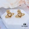 West Queen Heart-Shaped Zircon Stud Earrings - Gold