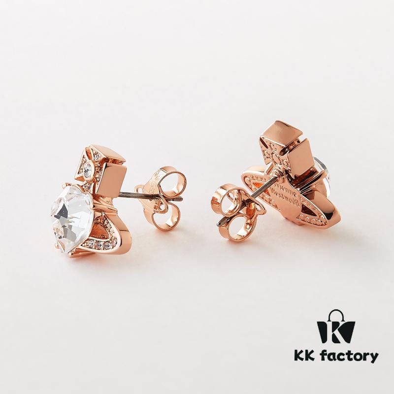 Vivienne Westwood Love Heart Zirconia Stud Earrings - Rose Gold White Diamond