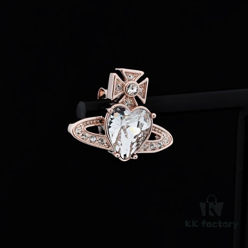 Vivienne Westwood Love Heart Zirconia Stud Earrings - Rose Gold White Diamond