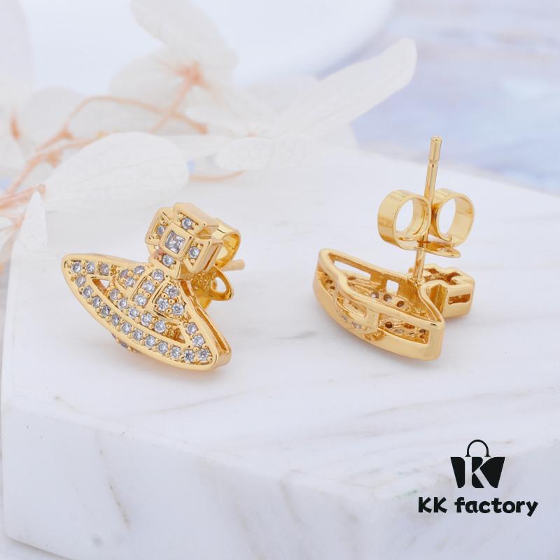 69300d6312f62673a6fabf69 Westminster Micro-Paved Zircon Saturn Stud Earrings - Gold