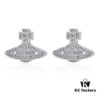 69300d6412f62673a6fabf6d Vivienne Westwood Micro Pave Zirconia Saturn Stud Earrings - Silver