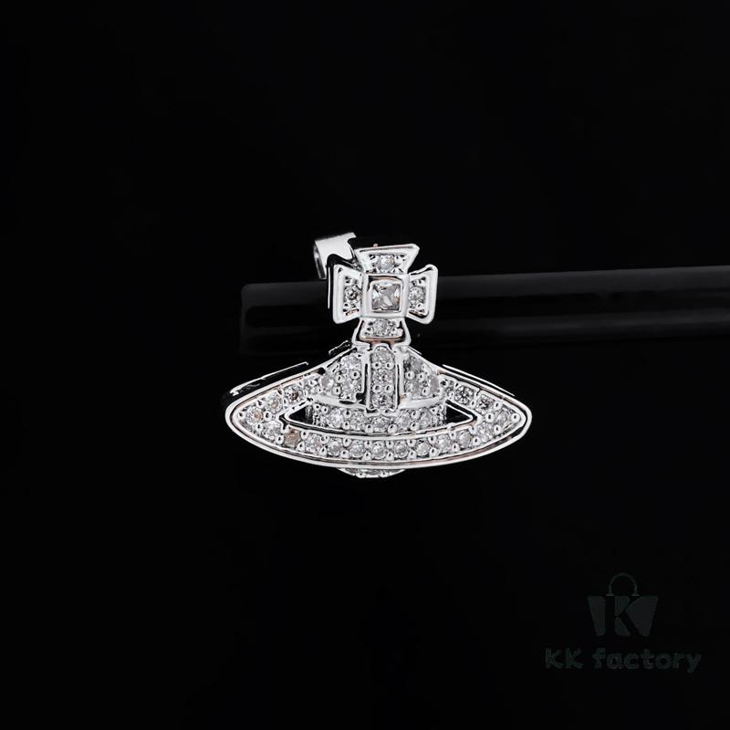 69300d6612f62673a6fabf6e Vivienne Westwood Micro Pave Zirconia Saturn Stud Earrings - Silver