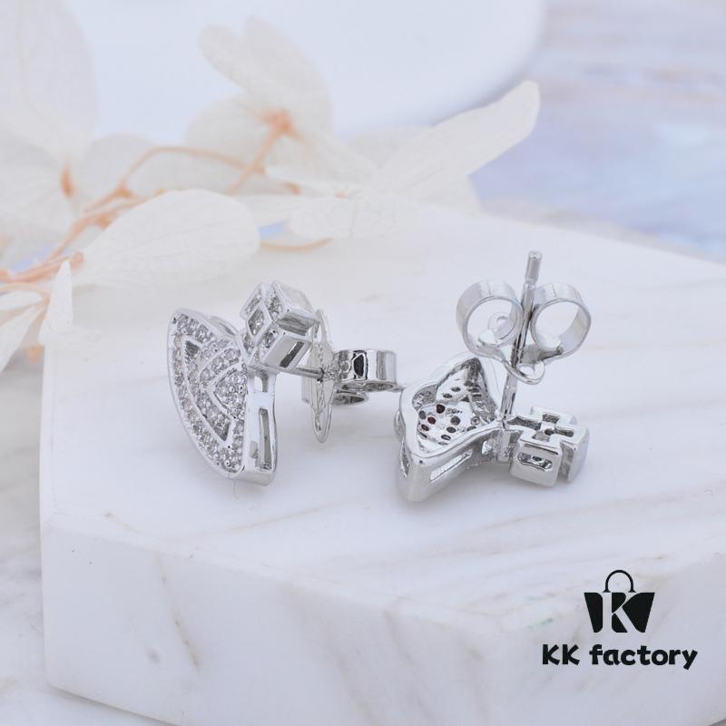 69300d6712f62673a6fabf6f Vivienne Westwood Micro Pave Zirconia Saturn Stud Earrings - Silver