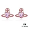 West Queen Zircon Heart Stud Earrings - Rose Gold Pink