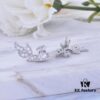 69300d6712f62673a6fabf72 West Queen Wheat Ear Zircon Saturn Stud Earrings - Symmetrical Silver