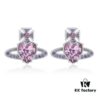 West Queen Zircon Heart Stud Earrings - Silver Tone
