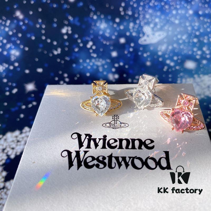 West Queen Zircon Heart Stud Earrings - Rose Gold Pink
