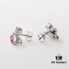 West Queen Zircon Heart Stud Earrings - Silver Tone