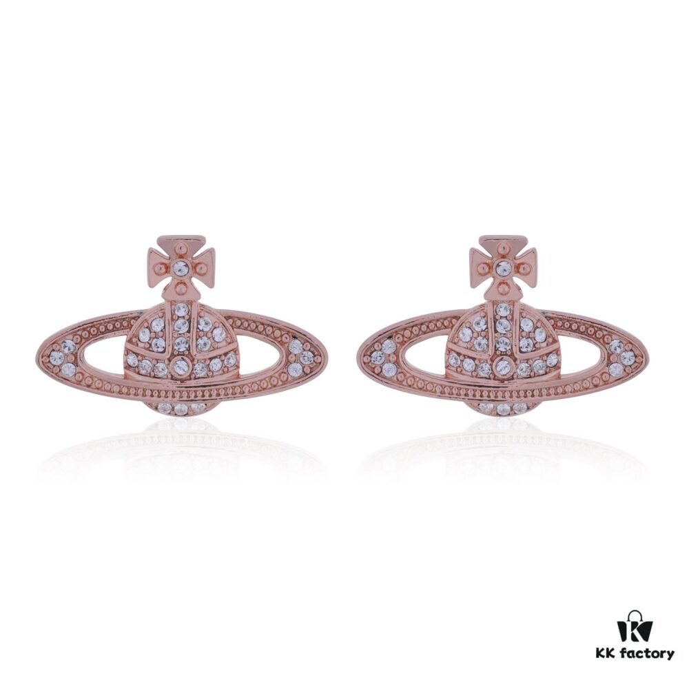 69300d7012f62673a6fabf80 West Queen Classic Full Diamond Stud Earrings - Rose Gold with White Diamonds