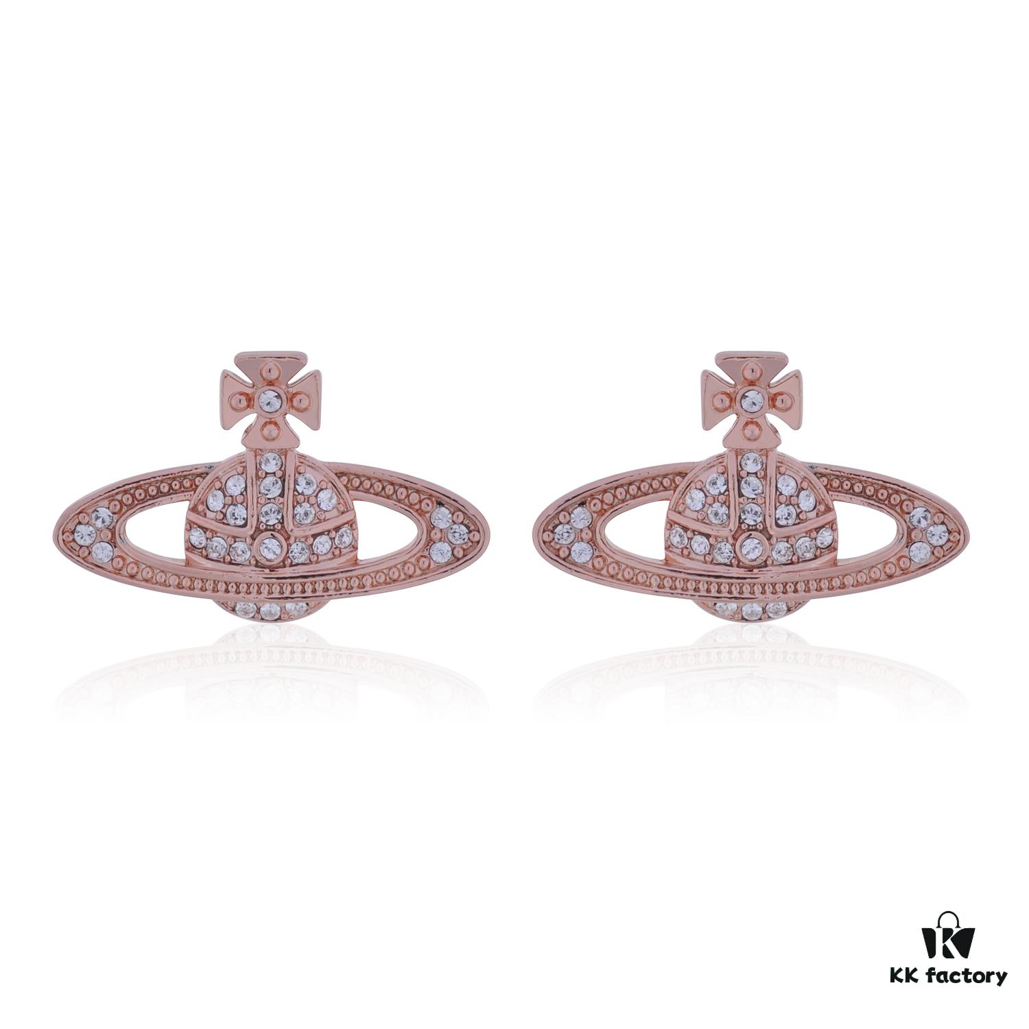 69300d7012f62673a6fabf80 West Queen Classic Full Diamond Stud Earrings - Rose Gold with White Diamonds