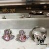 West Queen Zircon Heart Stud Earrings - Silver Tone