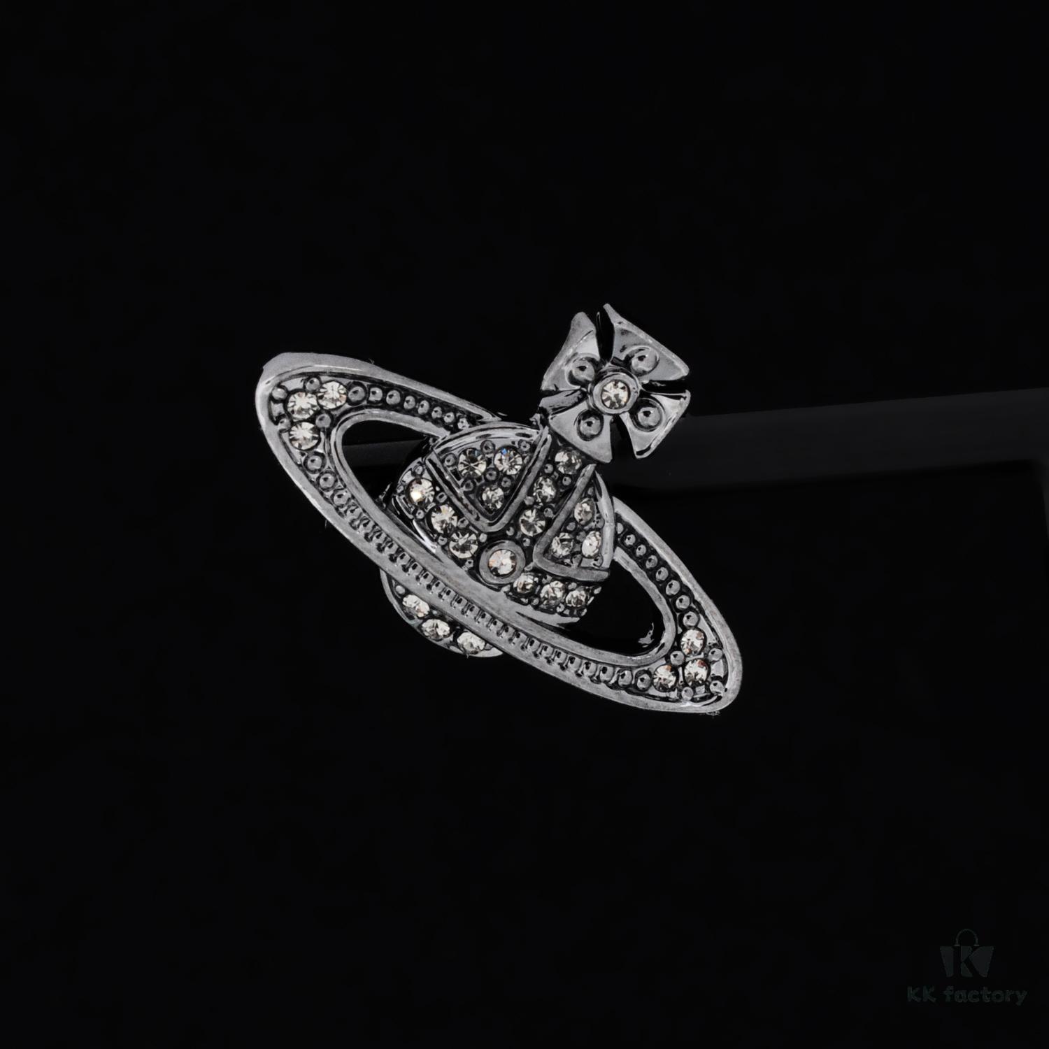 69300d7412f62673a6fabf89 Vivienne Westwood Classic Full Diamond Stud Earrings - Titanium Black