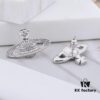 West Queen Classic Full Diamond Stud Earrings - Silver White Diamond