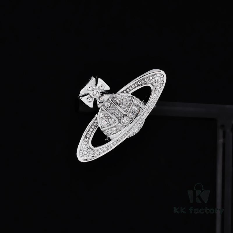 West Queen Classic Full Diamond Stud Earrings - Silver White Diamond