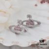 West Grandma Classic Full Diamond Stud Earrings - Silver Pink Diamond
