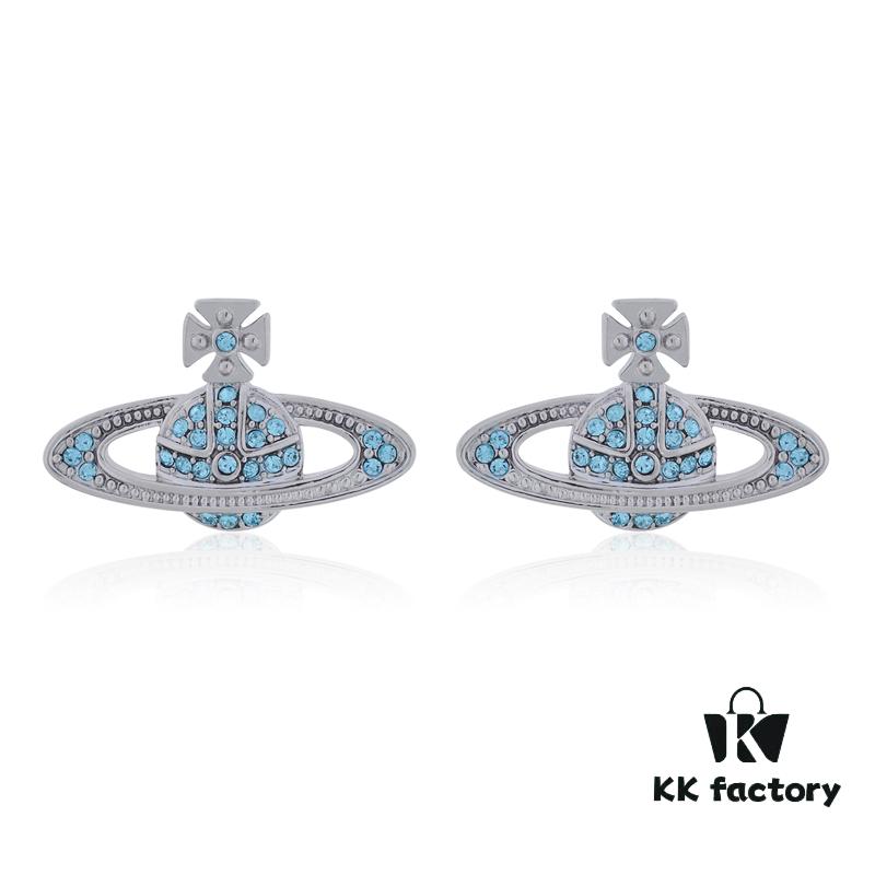 69300d7812f62673a6fabf90 Vivienne Westwood Classic Full-Pave Silver Blue Diamond Stud Earrings