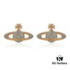69300d7e12f62673a6fabf9a Vivienne Westwood Classic Full-Pavé Diamond Stud Earrings - Gold and Blue Diamonds