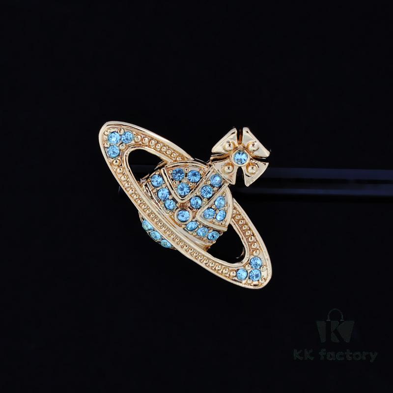 69300d7e12f62673a6fabf9b Vivienne Westwood Classic Full-Pavé Diamond Stud Earrings - Gold and Blue Diamonds