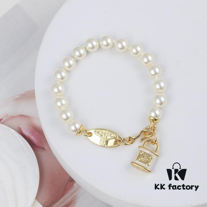 69300d8a12f62673a6fabfb0 Wholesale European and American Fashion Jewelry Minimalist Enamel 3D Lock Pearl Cuff Bracelet for Women Drop Shipping Assorted Batch