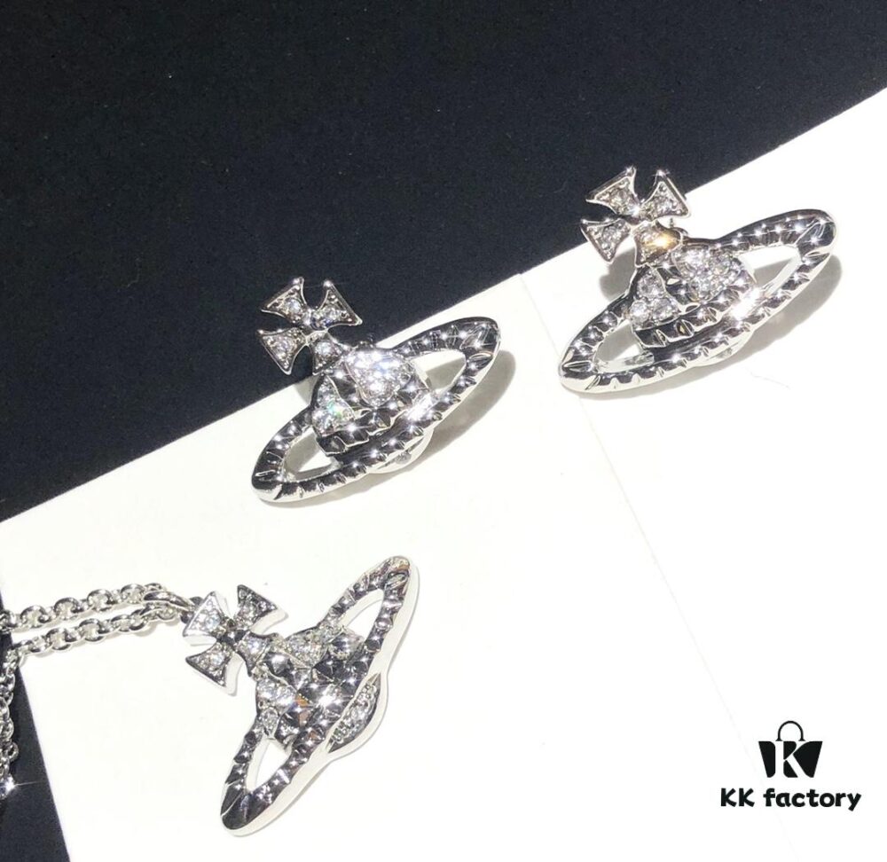 69300da412f62673a6fabfd9 Vivienne Westwood Saturn Planet Set Crown Earrings and Necklace, Celebrity Style, Custom Diamond-Inlaid Saturn Design, Fashion Trendsetter