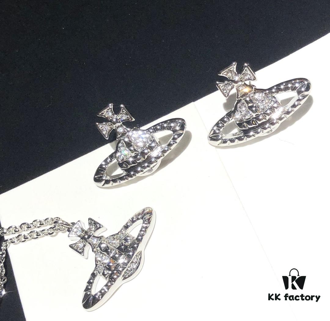 69300da412f62673a6fabfd9 Vivienne Westwood Saturn Planet Set Crown Earrings and Necklace, Celebrity Style, Custom Diamond-Inlaid Saturn Design, Fashion Trendsetter