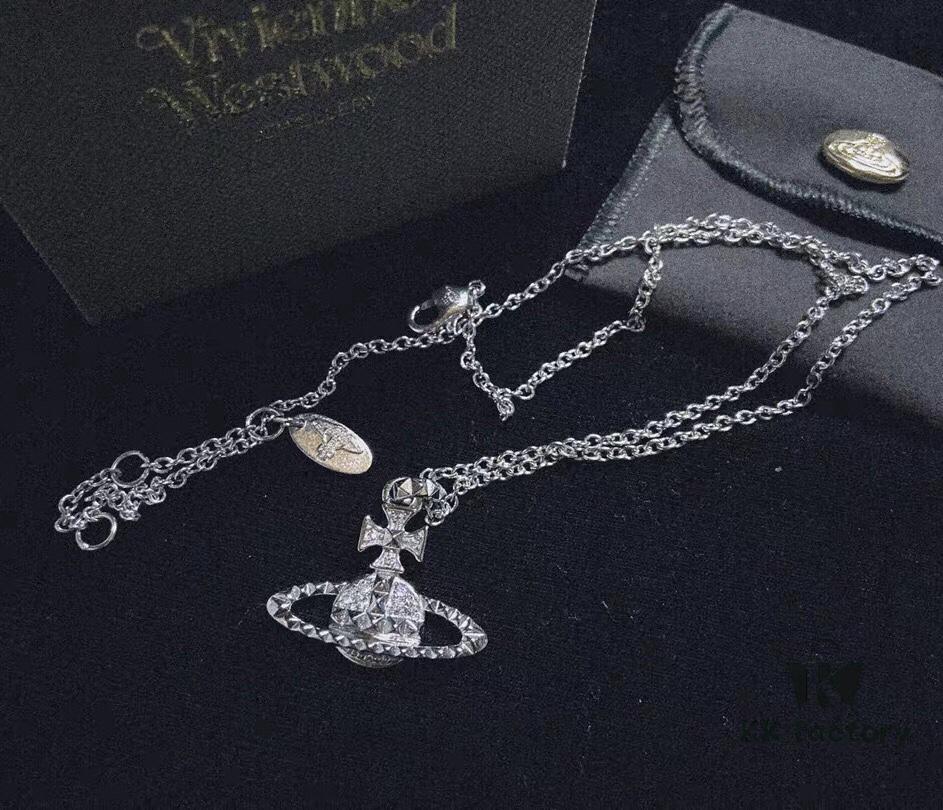 69300db012f62673a6fabfe5 Vivienne Westwood Saturn Planet Set Crown Earrings and Necklace, Celebrity Style, Custom Diamond-Inlaid Saturn Design, Fashion Trendsetter