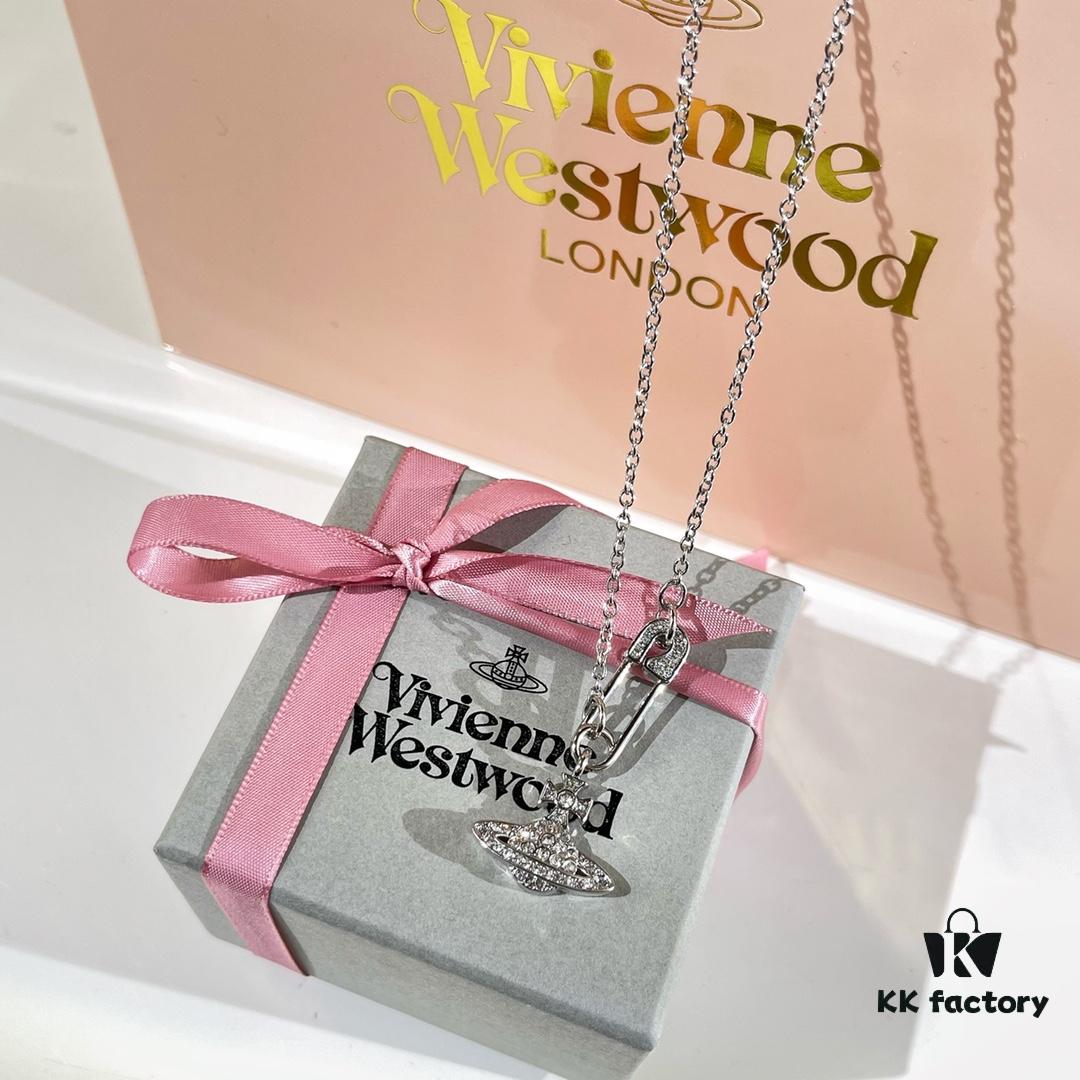 69300db212f62673a6fabfeb New Arrival☑️ Vivienne Westwood Saturn Necklace with Full Diamond Pin Pendant