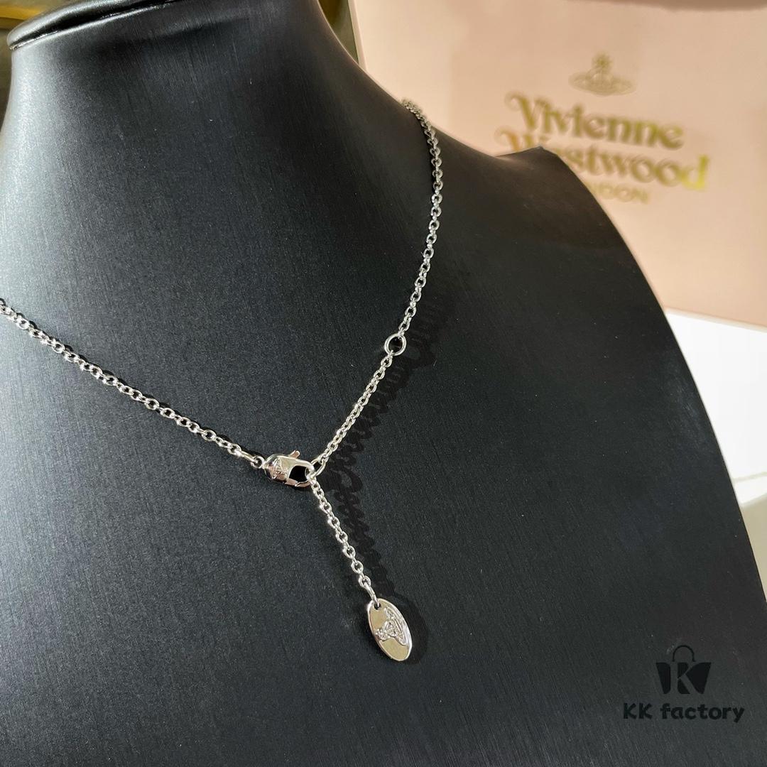 69300db612f62673a6fabfee New Arrival☑️ Vivienne Westwood Saturn Necklace with Full Diamond Pin Pendant