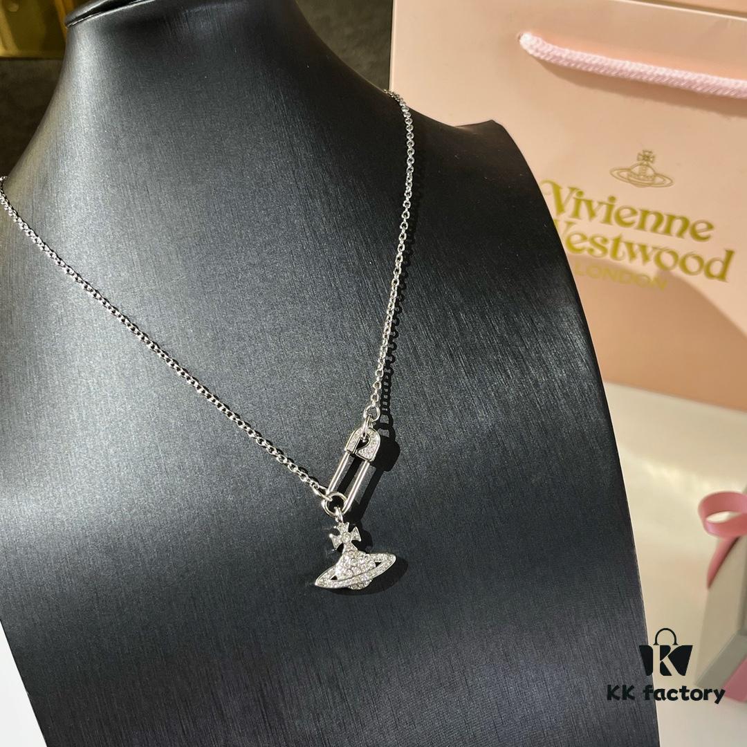 69300db812f62673a6fabff1 New Arrival☑️ Vivienne Westwood Saturn Necklace with Full Diamond Pin Pendant
