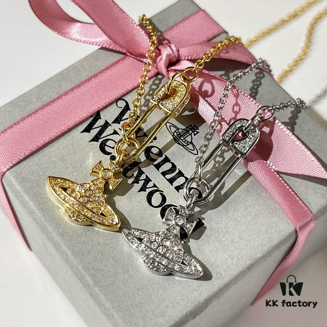 69300db812f62673a6fabff2 New Arrival☑️ Vivienne Westwood Saturn Necklace with Full Diamond Pin Pendant