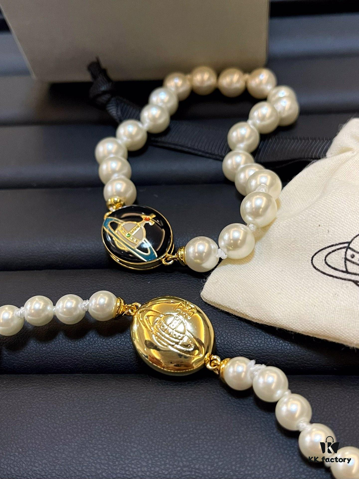 69300e0f12f62673a6fac048 Enamel Pearl Series - Necklace / Bracelet - Pink Silver / Black Gold / Black Silver