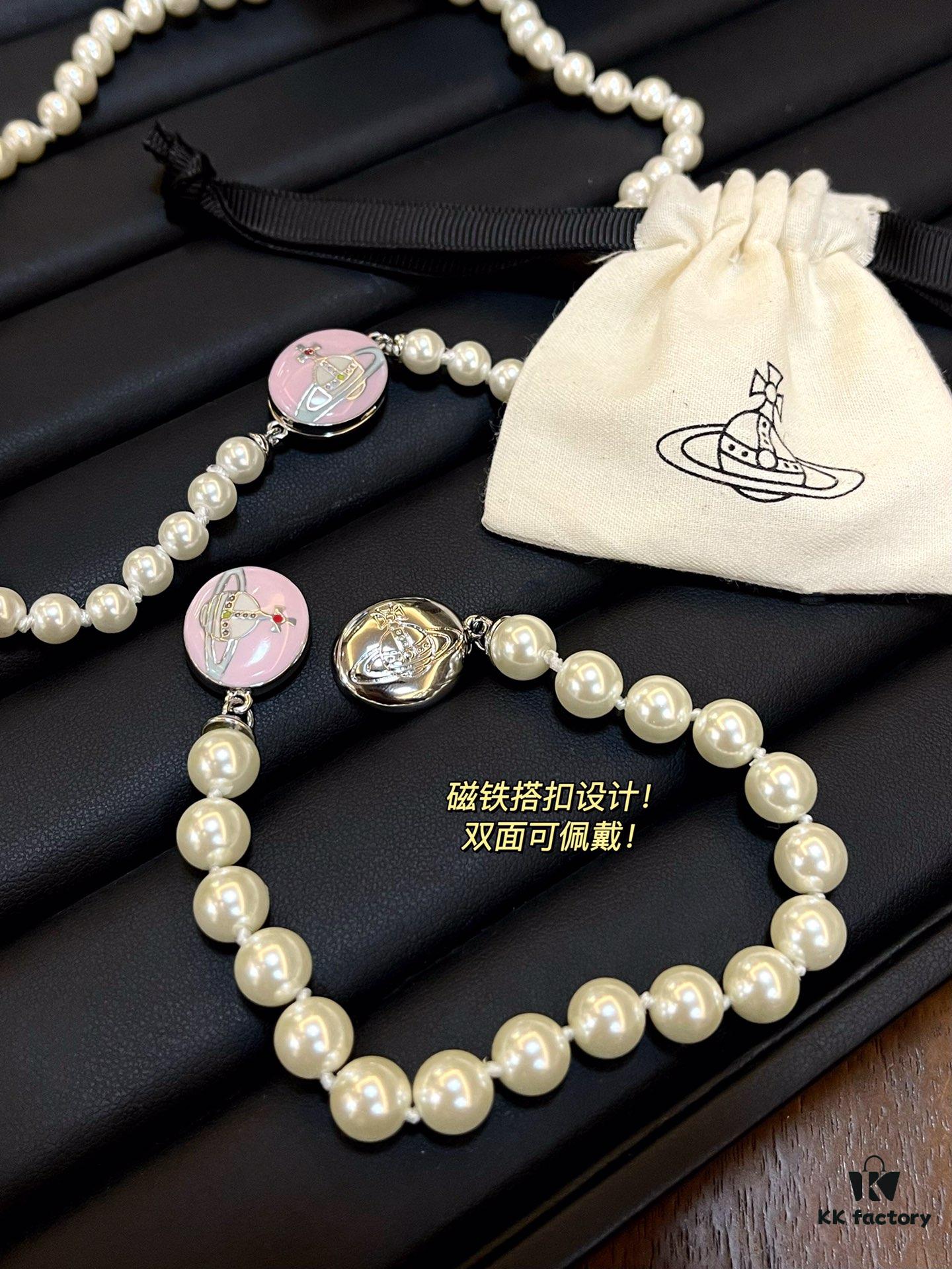 69300e1712f62673a6fac04f Enamel Pearl Series - Necklace / Bracelet - Pink Silver / Black Gold / Black Silver