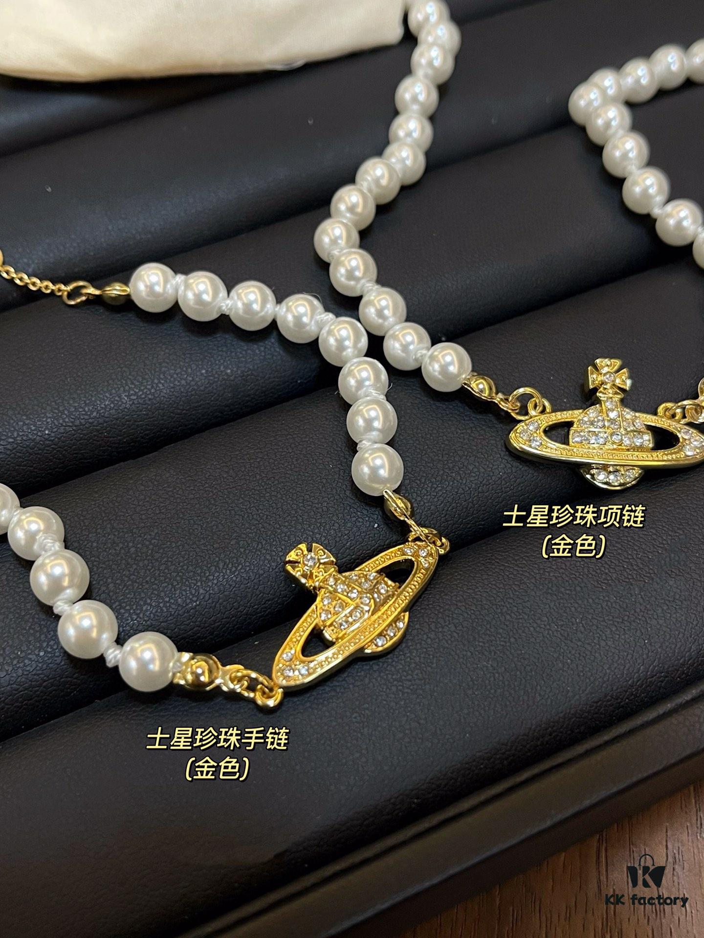 69300e1812f62673a6fac052 Saturn Pearl Paperclip Series - Necklace / Bracelet - Gold / Silver