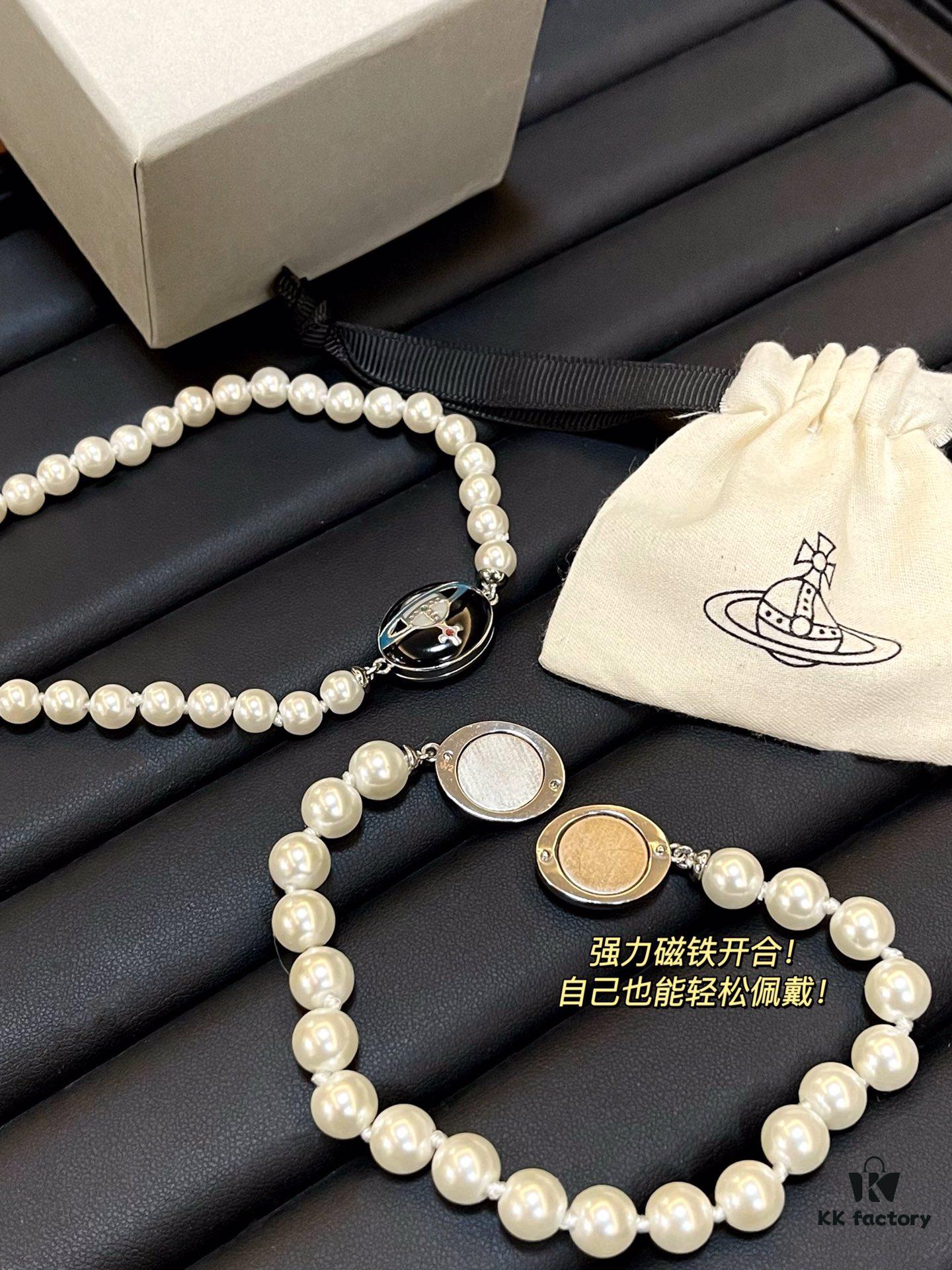 69300e4012f62673a6fac080 Enamel Pearl Series - Necklace / Bracelet - Pink Silver / Black Gold / Black Silver