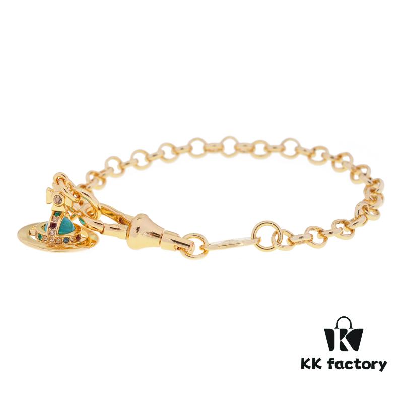69300e4012f62673a6fac081 West Queen 3D Saturn Bracelet - Golden Lake Blue Color