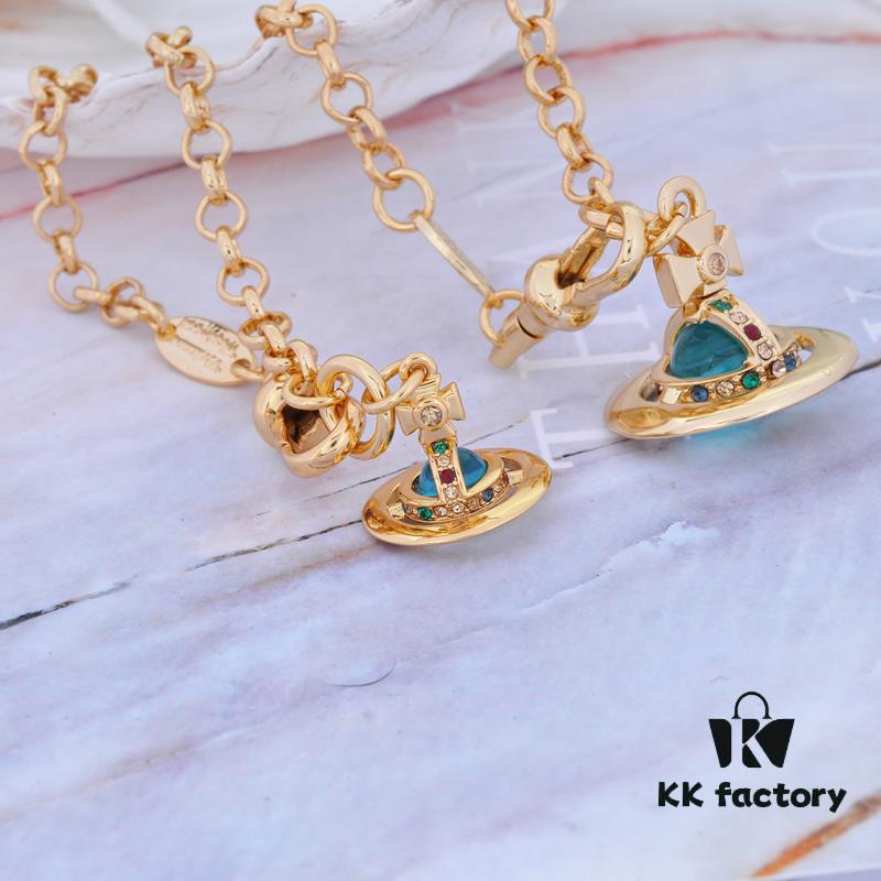 West Queen 3D Saturn Bracelet - Golden Lake Blue Color