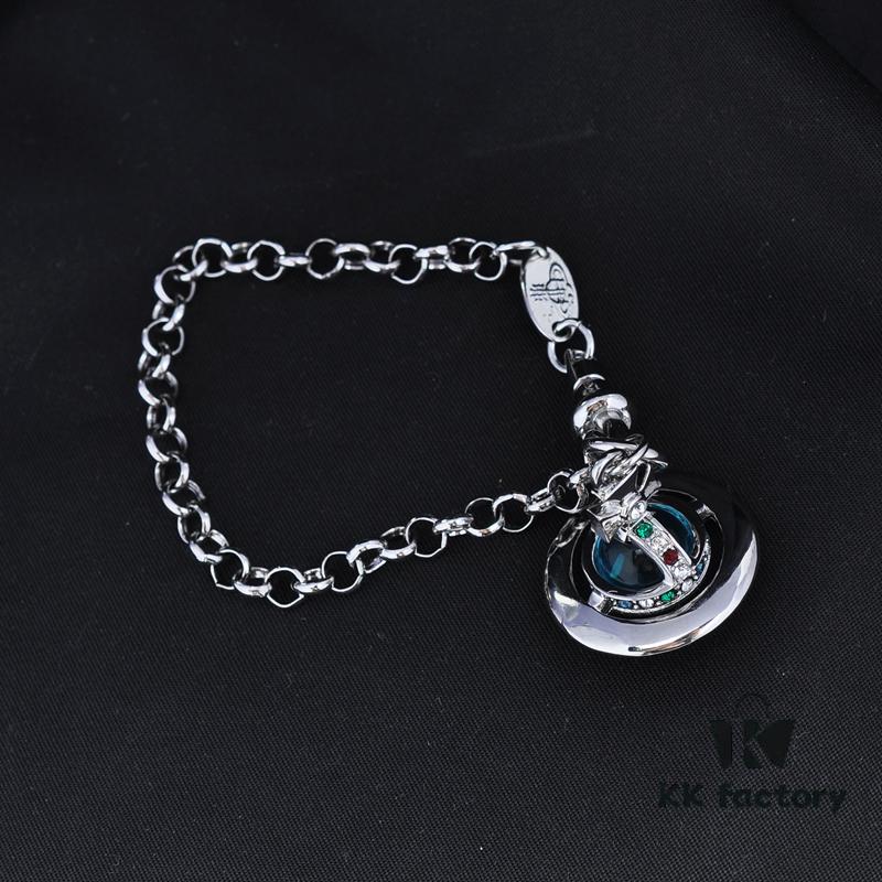 West Grandma 3D Saturn Bracelet - Silver Lake Blue Color