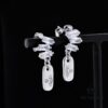 West Queen Square Zircon Dangle Rectangular Stud Earrings - Silver