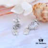 West Queen Square Zircon Dangle Rectangular Stud Earrings - Silver