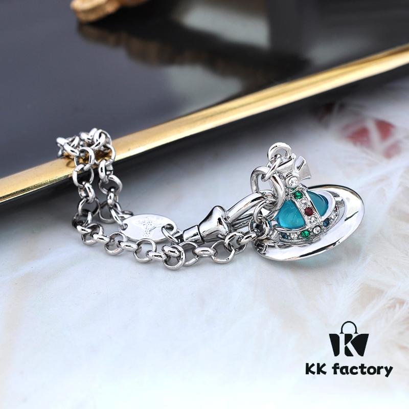 West Grandma 3D Saturn Bracelet - Silver Lake Blue Color