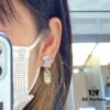 West Queen Square Zircon Dangle Rectangular Stud Earrings - Silver