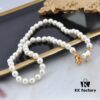 West Grandma Small Resin Heart Pearl Necklace - Gold