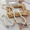 69300e5c12f62673a6fac0aa Vivienne Westwood Small Resin Heart Pearl Necklace - Silver