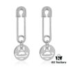 West Queen Wire Cut Round Pendant - Pin Earrings in Silver