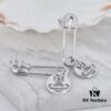 West Queen Wire Cut Round Pendant - Pin Earrings in Silver