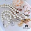 West Queen Brooch Round Plate Large Pearl Necklace - Silver