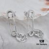 West Queen Wire Cut Round Pendant - Pin Earrings in Silver